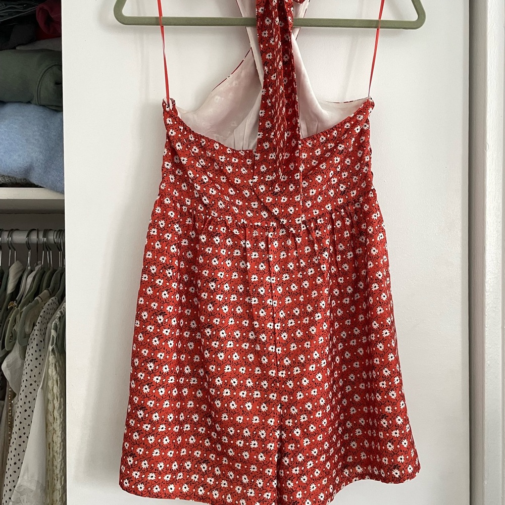 Orange floral halter romper